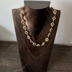 Silver and Black Floral Necklace